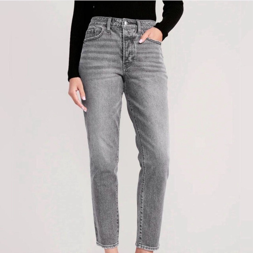 Old Navy Gray OG Straight Leg High Rise Jeans NWT Size 12 Button Fly Y2K Grunge
